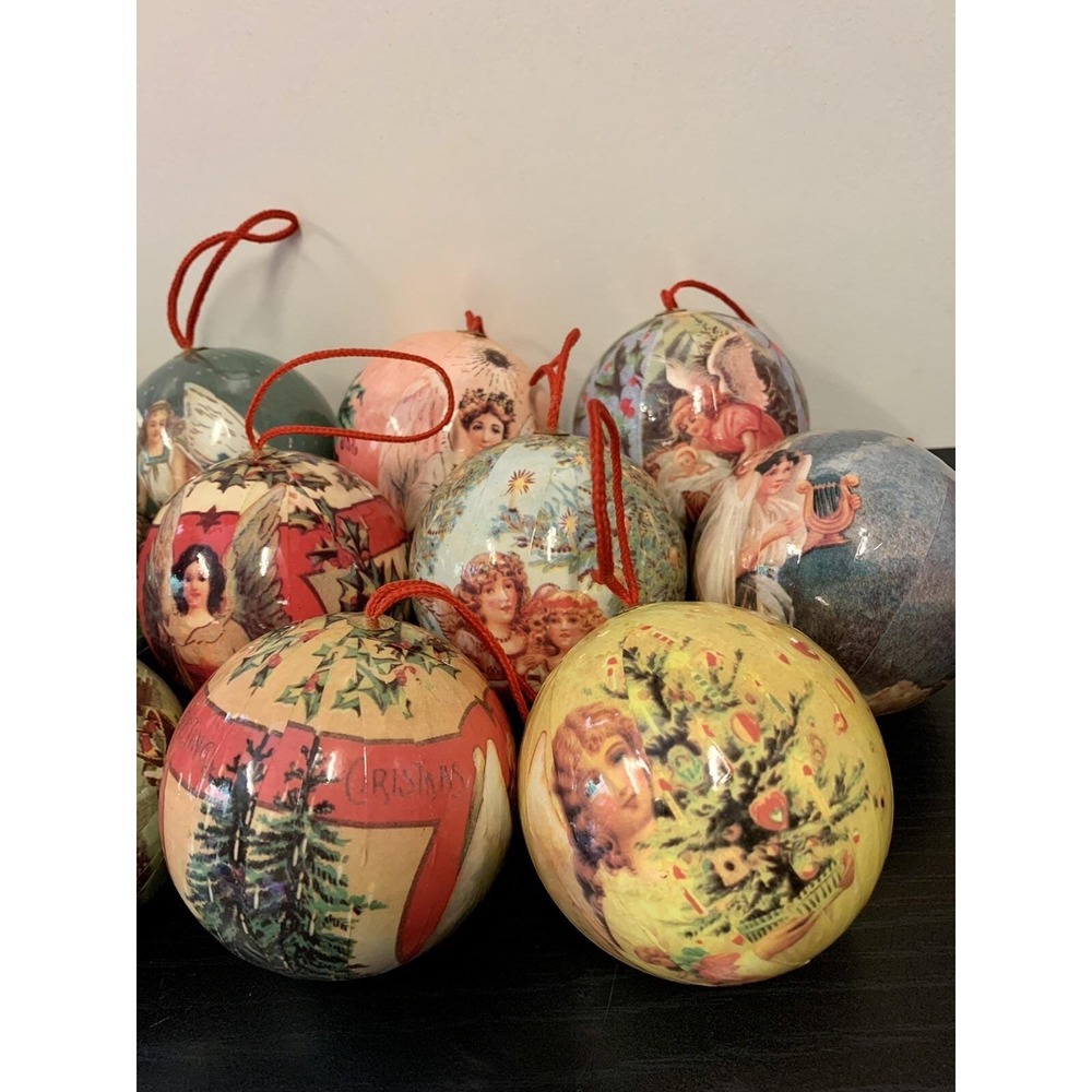 Vintage Paper Mache Germany Tree Victorian Style Christmas Ornaments Lot Of 12 - Picture 8 of 8